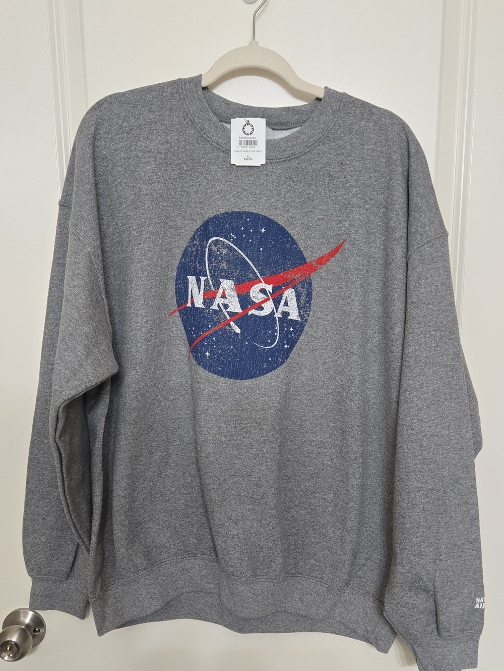 Classic Gray Crewneck Sweatshirt with NASA Logo